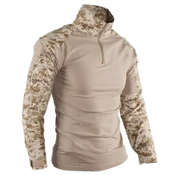 Men Camouflage Softair Shirt Combat Shirts Cargo CP Multicam Long Sleeve Hiking Airsoft Paintball Cotton Tactical Clothing Hunt