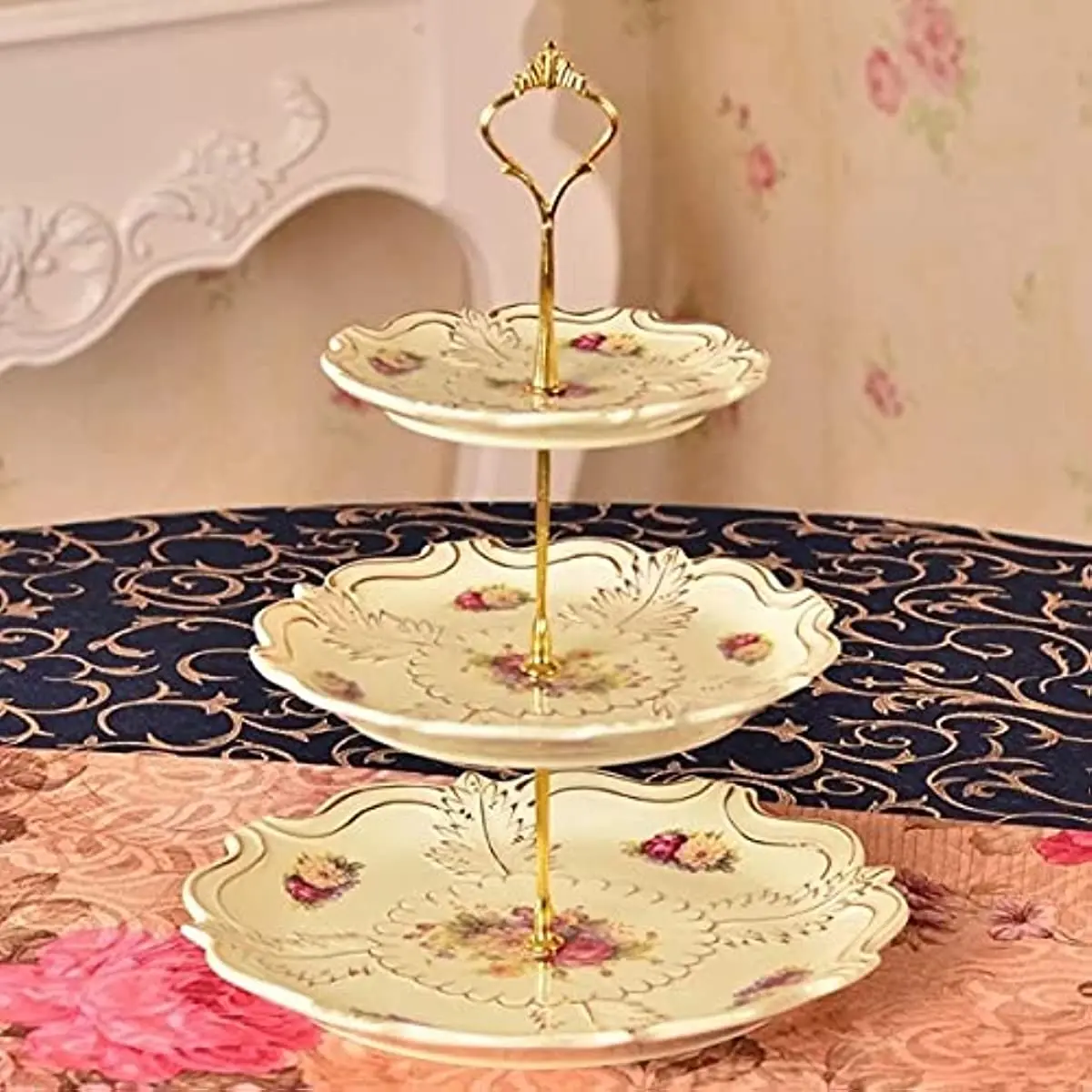 Multi-Tiers Cake Cupcake Tray Stand Handle Fruit Plate Hardware Fitting...