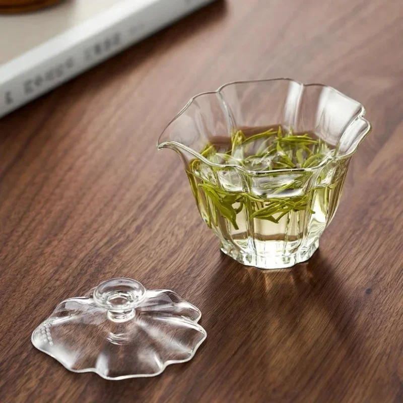 Tea Set Transparent Glass Tea Tureen Heat Resistant Tropical Filter Mesh Hole for Kung Fu Tea
