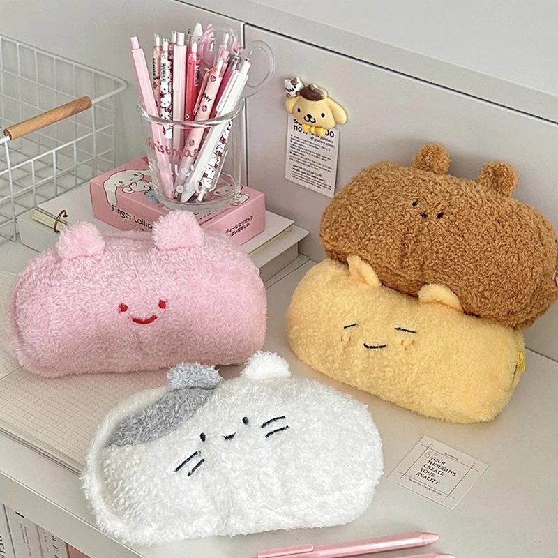 

Original Cartoon Kawaii Plush Pencil Case Cute Pen Pouch Box Multi Functional Large Capacity Stationery Storage School Supplies