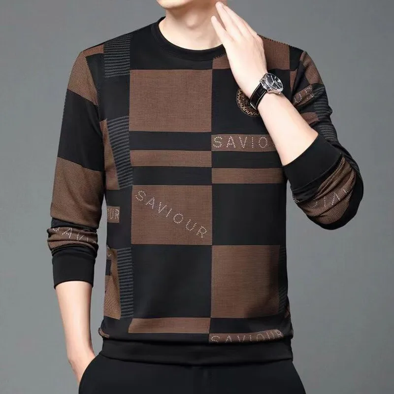 KPOP Fashion Style Harajuku Slim Fit Tshirts Loose Casual All Match Insert T-shirts Printed Patchwork Long Sleeve Sweatshirt