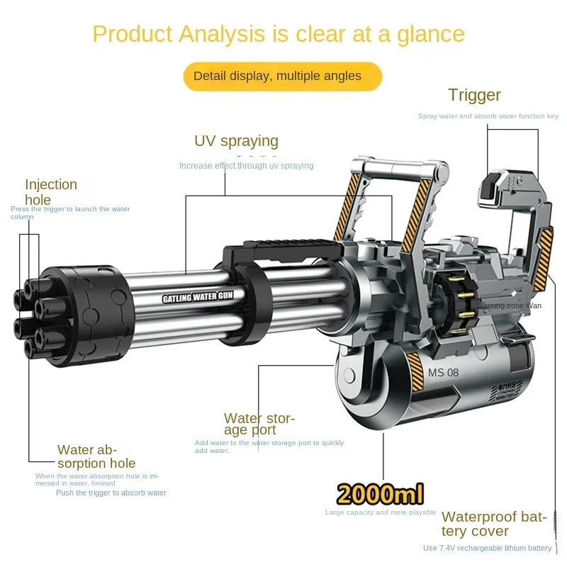 automatic water gun Automatic Water Gun Gatling 24 Year New Electric Continuous Fire Automatic Pumping Super Capacity Water Battle Toy
