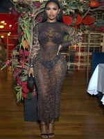 Weird Puss Leopard Print Dress Women See Through Coquette Full Sleeve o-Neck Fall Trend Midnight Party Clubwear Stretch Vestidos 1