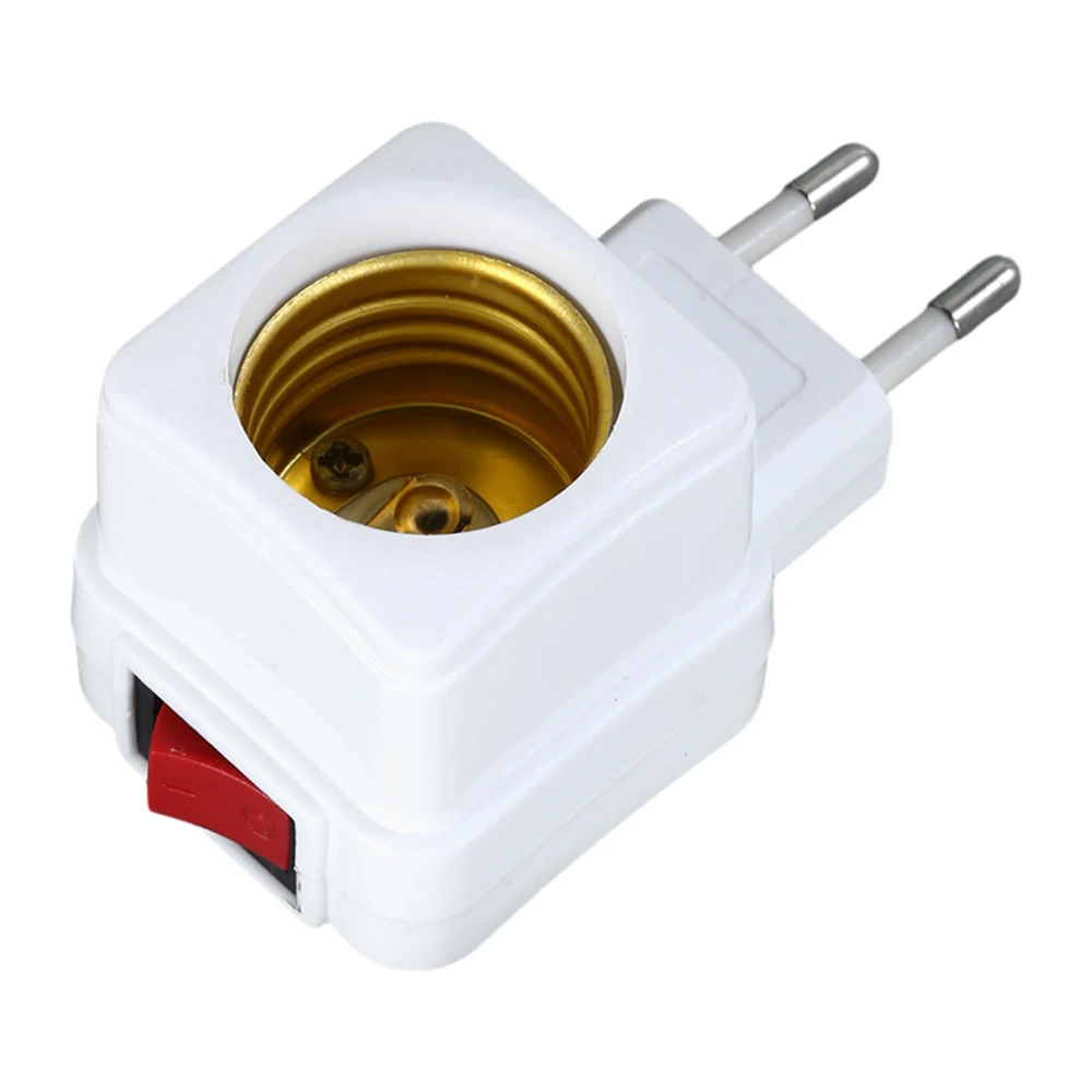E27 LED Light Socket To EU Plug Holder Adapter Converter 220V ON/OFF 1PC For Bulb Lamp Home Decoration