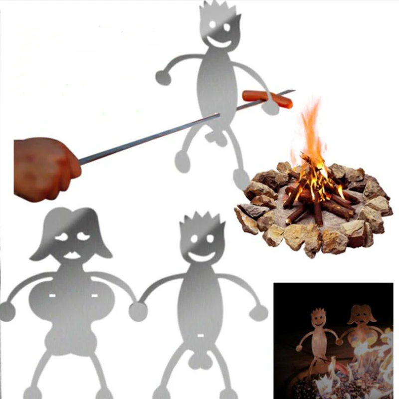 BBQ Creative Barbecue Fork for Hot Dog Stainless Steel Camp Fire Roasting Stick Metal Skewer barbecue skewers barbecue tools
