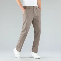 2024 New Ultra-thin Men's Fashion Pants Summer Business Breathable Linen Comfortable Male Casual Straight Trousers 2