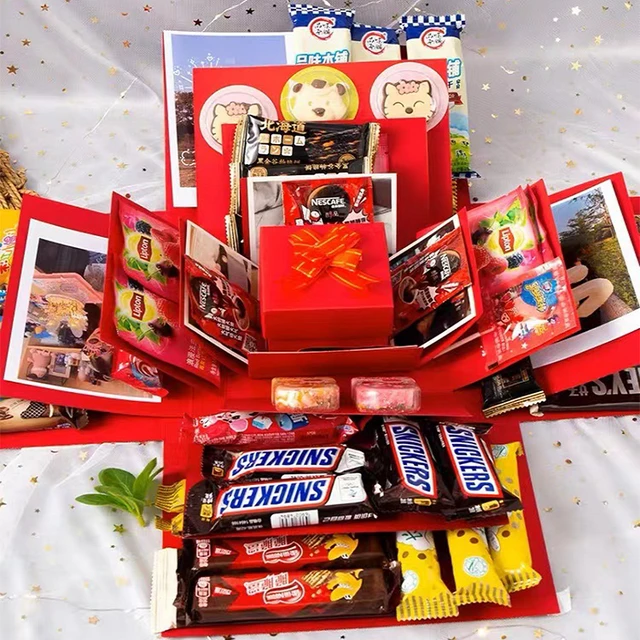 Explosion Box DIY Explosion Surprise Gift Box Assembled Handmade snack Box  for Birthday Gift Anniversary Valentines Day Wedding