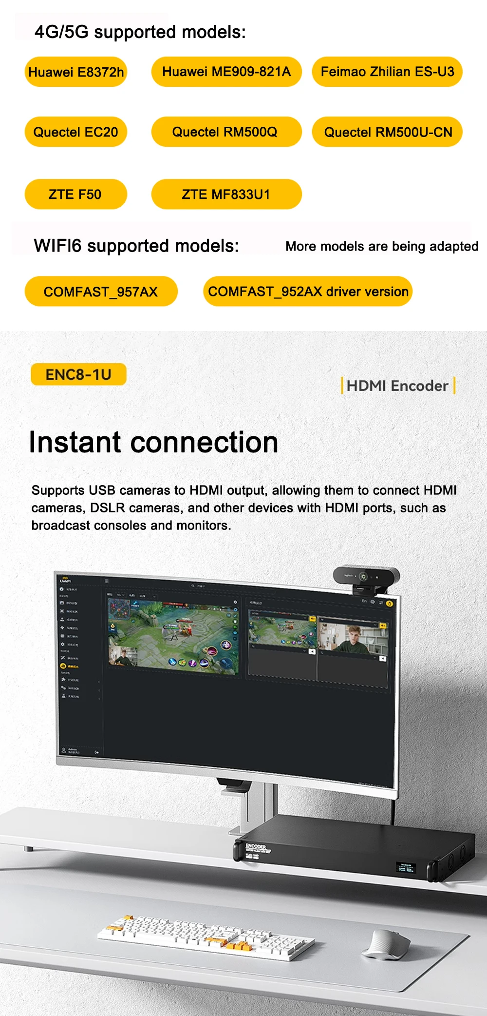 Link Pi ENC8-1U 4K-HDMI Video Codec 8-channel HDMI Encoder 1080P@60fps 4GB DDR4