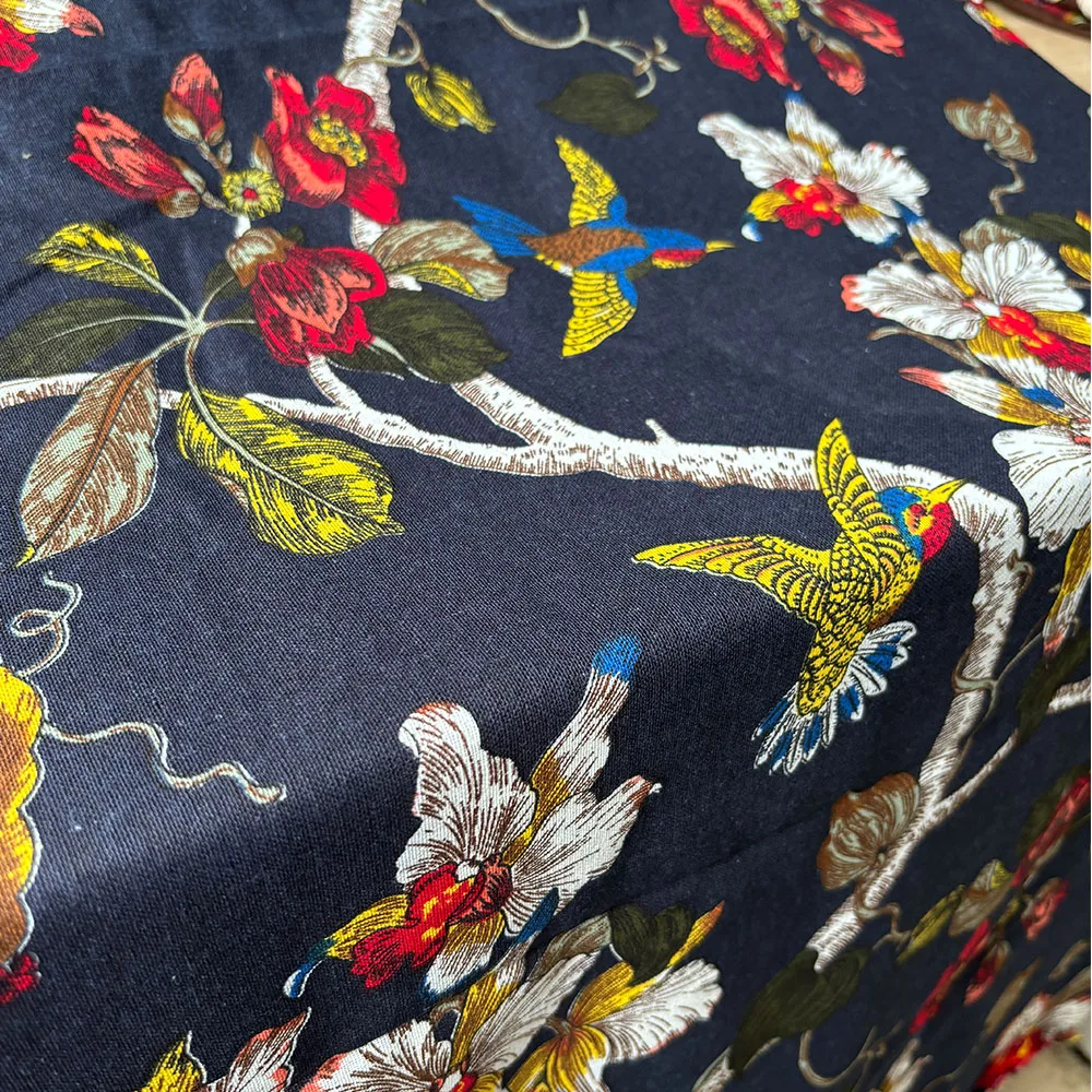 Classic Floral and Bird Linen Cotton Printed Fabric For Soft Goods Blanket DIY Patchwork Handicraft Clothes Furniture Upholstery - 3