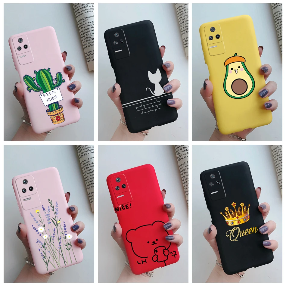 Custodia In Silicone Per Poco F4 F4 Gt 5G Funda Cute Cactus Pattern Cover Luxury Lavender Flower Coque Per Xiaomi Poco F4 F4 Gt 5G Case