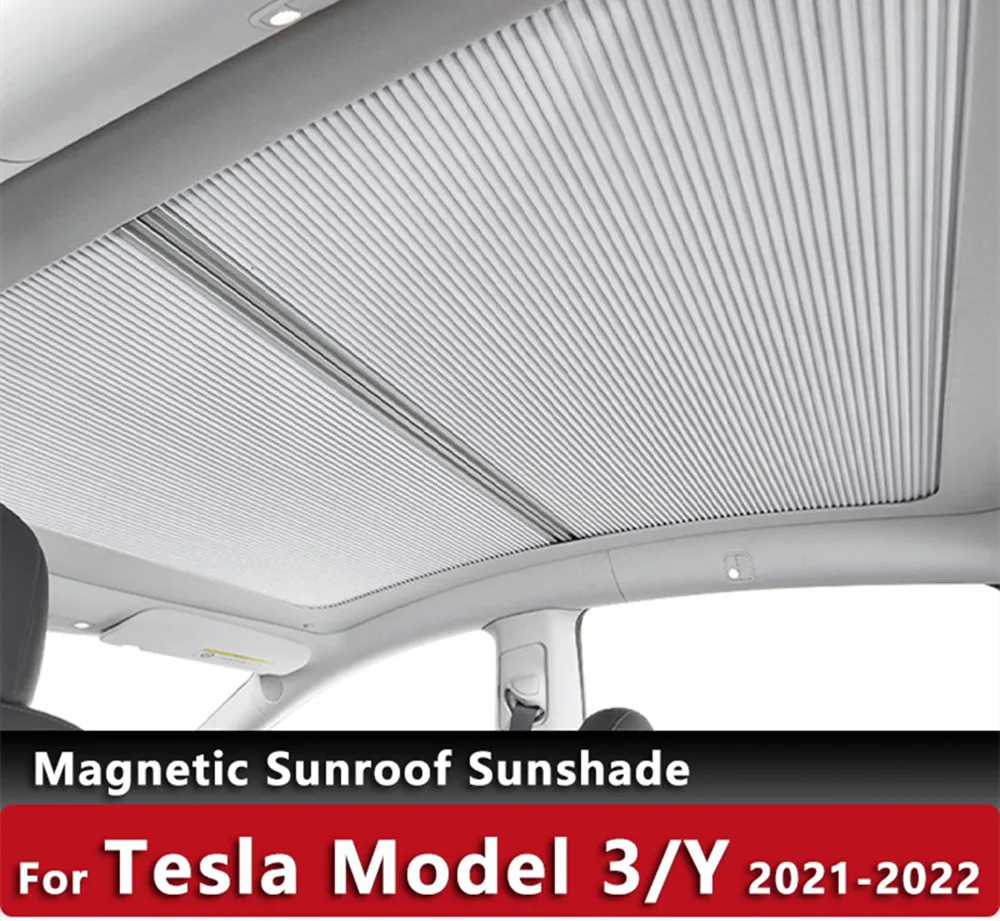 

For Tesla Model 3 Model Y Retractable Sunshade Sunroof Cover Roof Sunshade Sunroof Insulation Accessories Sun Shades