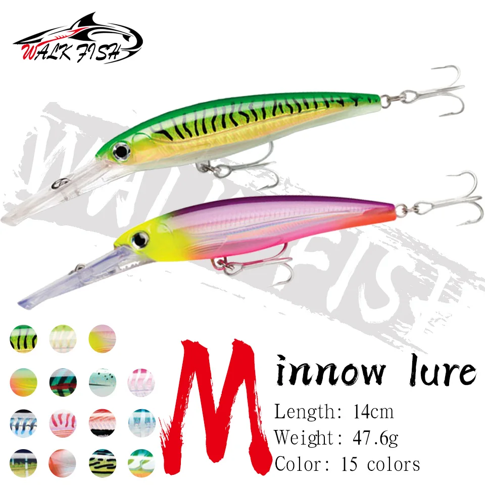 

WALK FISH 1PCS Minnow Lures 140MM/46.7G Sinking Wobblers 3D Eyes Swimbait Artificial Hard Bait Bass Perch Fishing Tackle