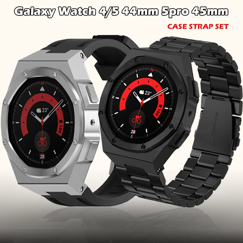 Kit Di Modifica Per Samsung Galaxy Watch 4 44Mm 5 44Mm Cinturino In Metallo Per Galaxy Watch 5 Pro 45Mm Accessori Smartwatch