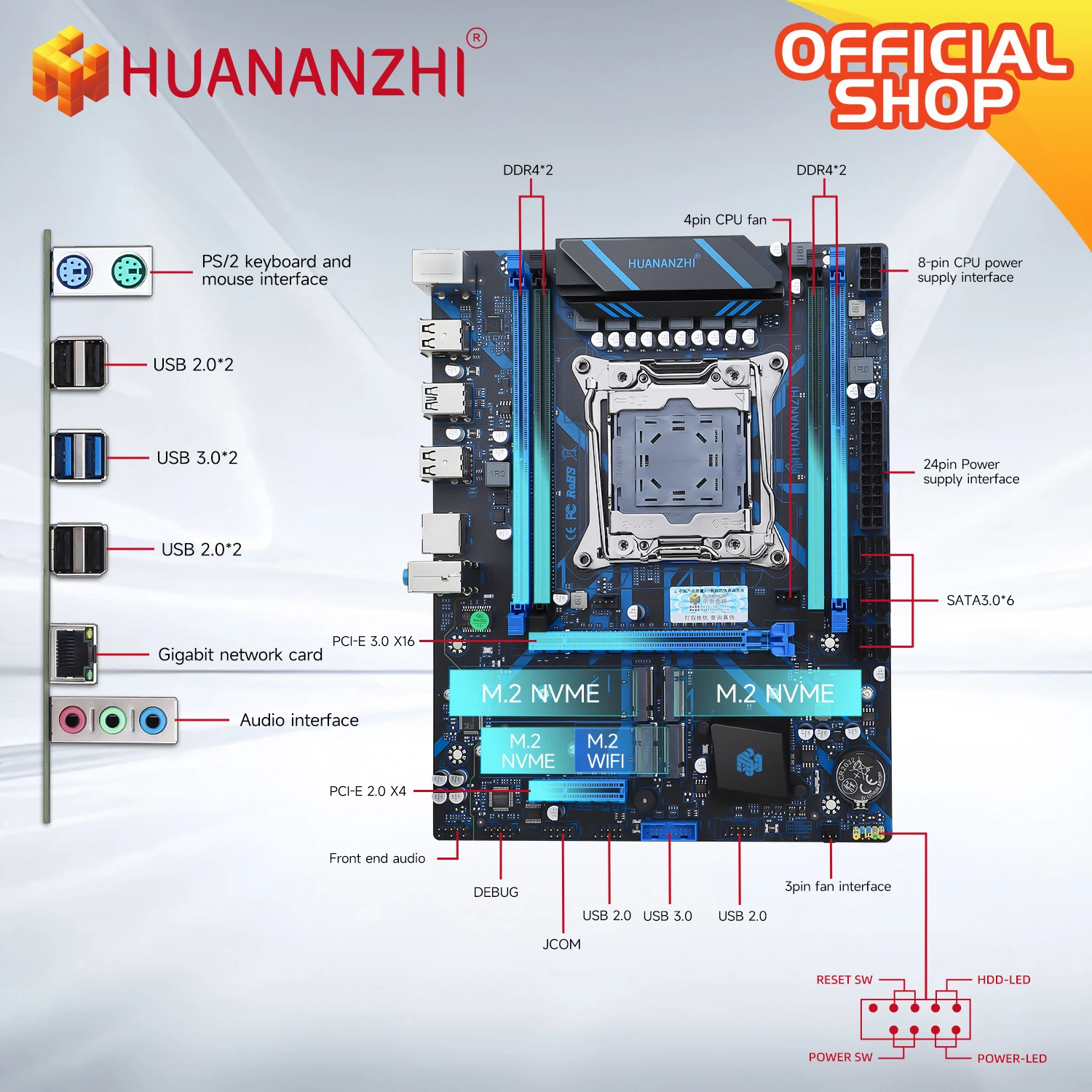 HUANANZHI X99 QD4 LGA 2011-3 Xeon E5 2620 V3 Combo Kit - Image 4