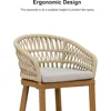 Outdoor Rattan 24" Counter Height Bar Stools Chair Set of 2, Upholstered Patio Bar Stool with Backrest for Indoor and Outdoor 3