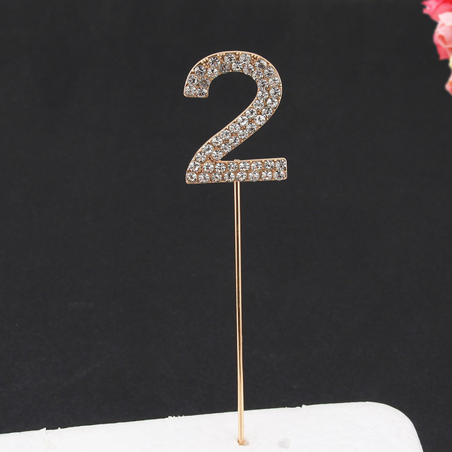 Topper Happy Birthday Party Glitter Alloy Rhinestone 1-9 Number Baby Shower Birthday 1 Year Birthday Digital Diy Cake Decor