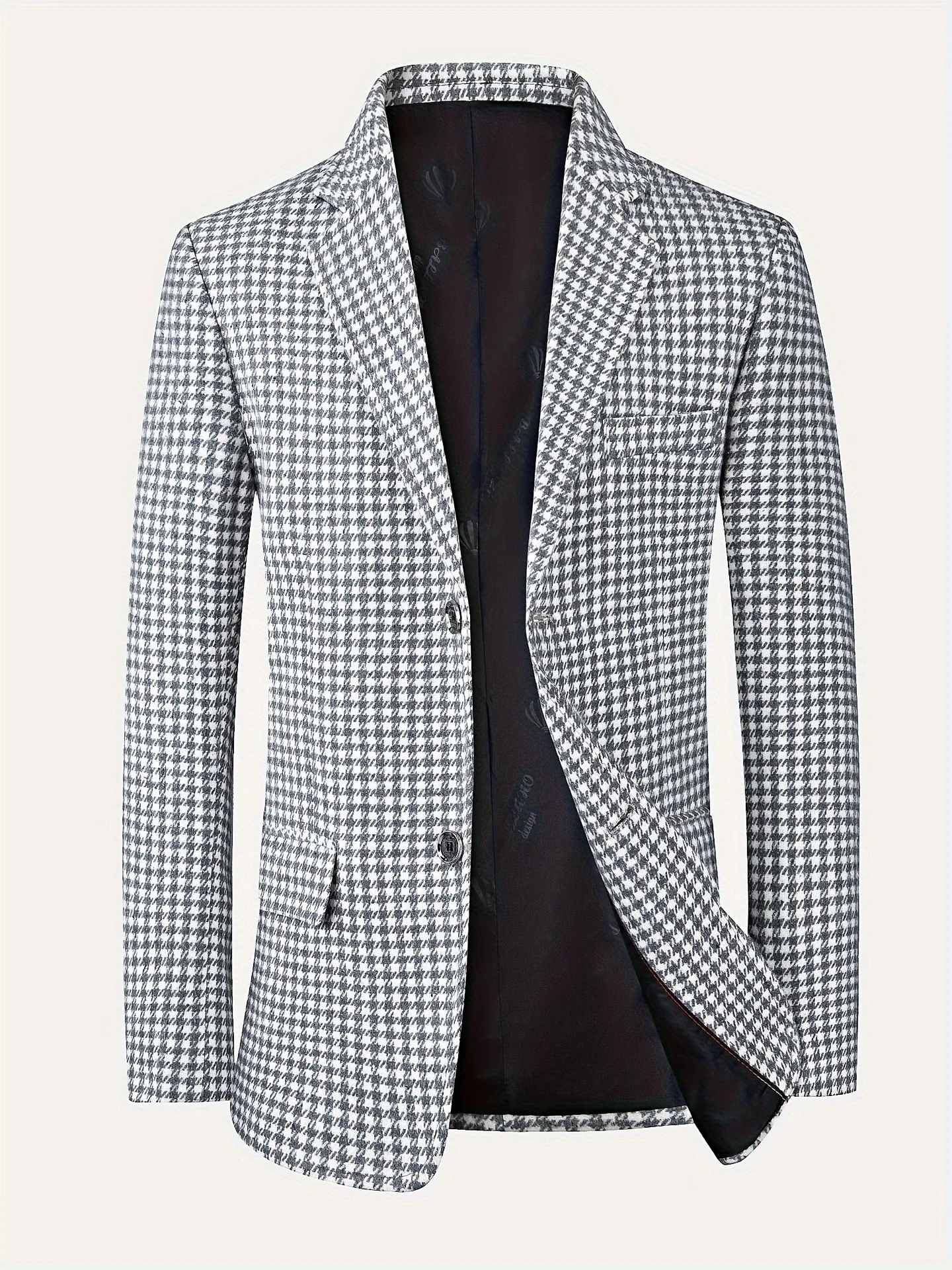 New Mens Blazer Elegant Stylish Light Business Style Men's Casual Houndstooth Slim Fit Blazer Notched Lapel Coat for Men Blazers