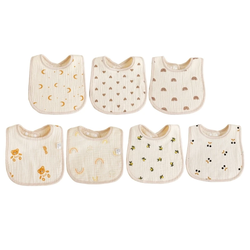 

F62D U-shaped Baby Bibs Solid High-absorbent Saliva Towel Newborn Burp Cloths 6-layer