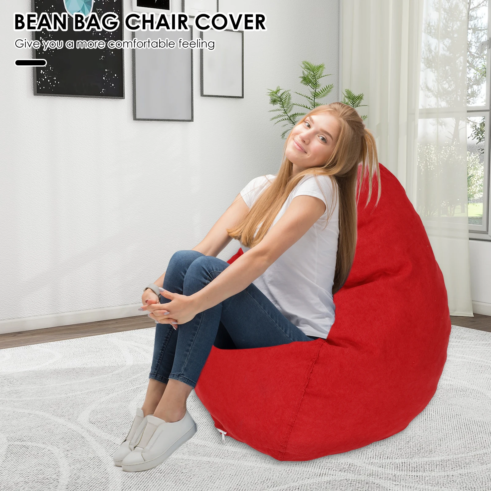 Corduroy Bean Bag Cover Soft Comfortable Lazy Sofa Cover with Handle Multipurpose Pillows Plush Toys Storage Bag for Kids Adults