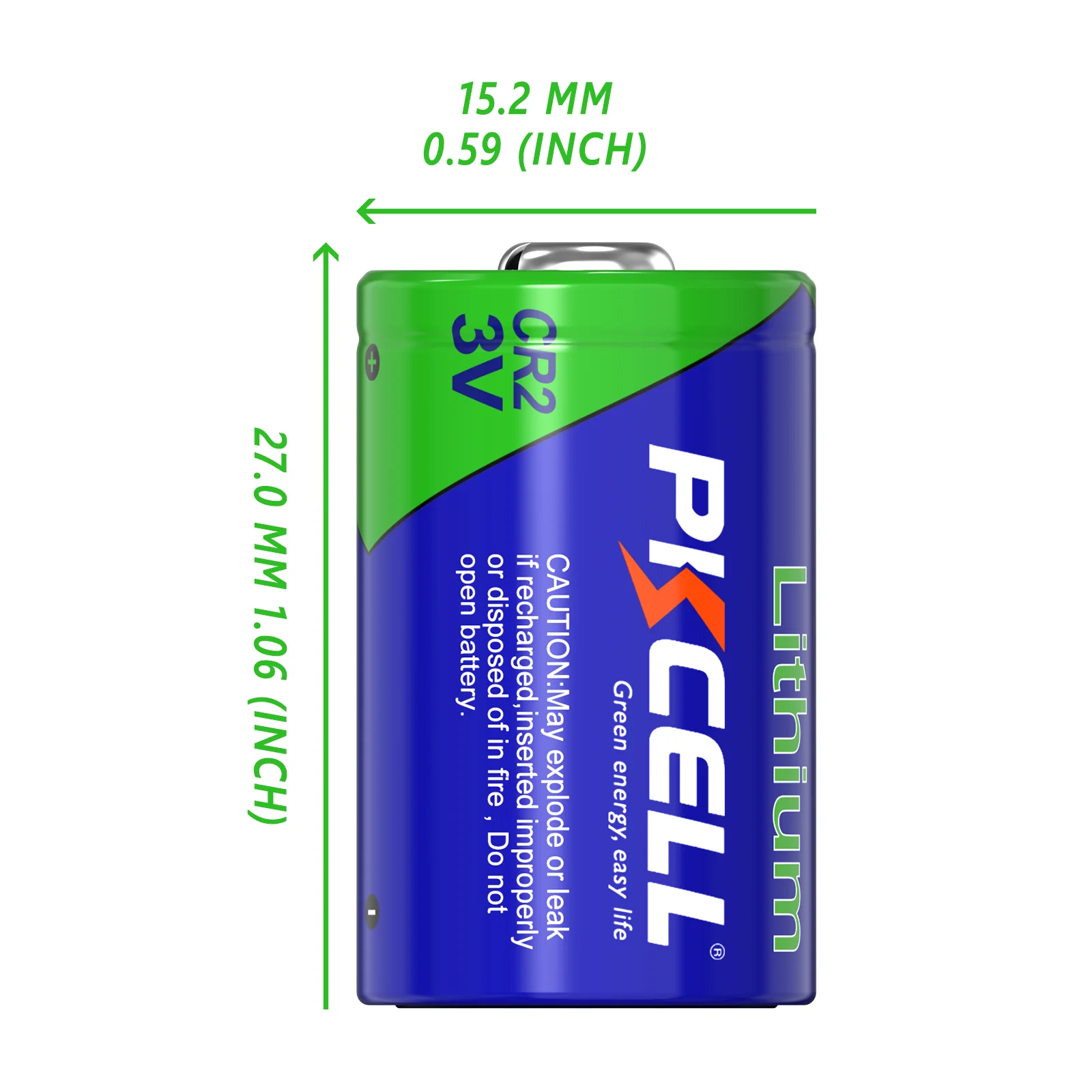 PKCELL 12PCS 3 Volt CR2 Battery 3V Lithium Primary (LiMNO2) Button Top Batteries for Baby Monitor Funifilm Instax Alarm System