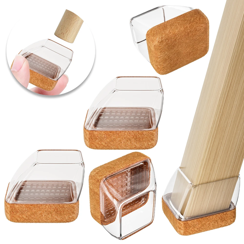 Silicone Chair Leg Caps with Felt Pads - Anti-Slip and Floor Protection Set