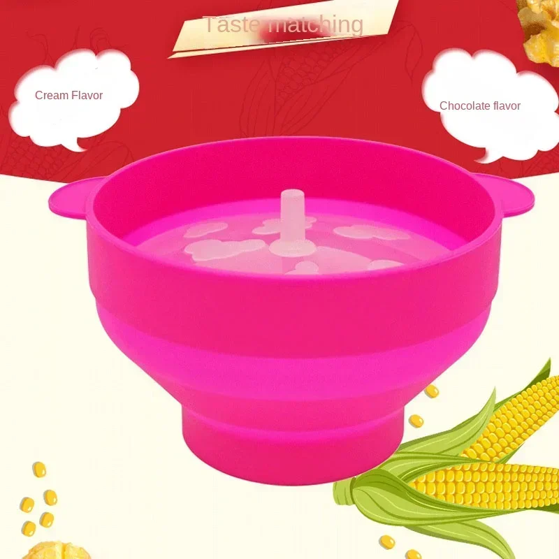 Kitchen Microwave Popcorn Bowl Bucket Silicone DIY Popcorn Maker Lid Chips Fruit Dish