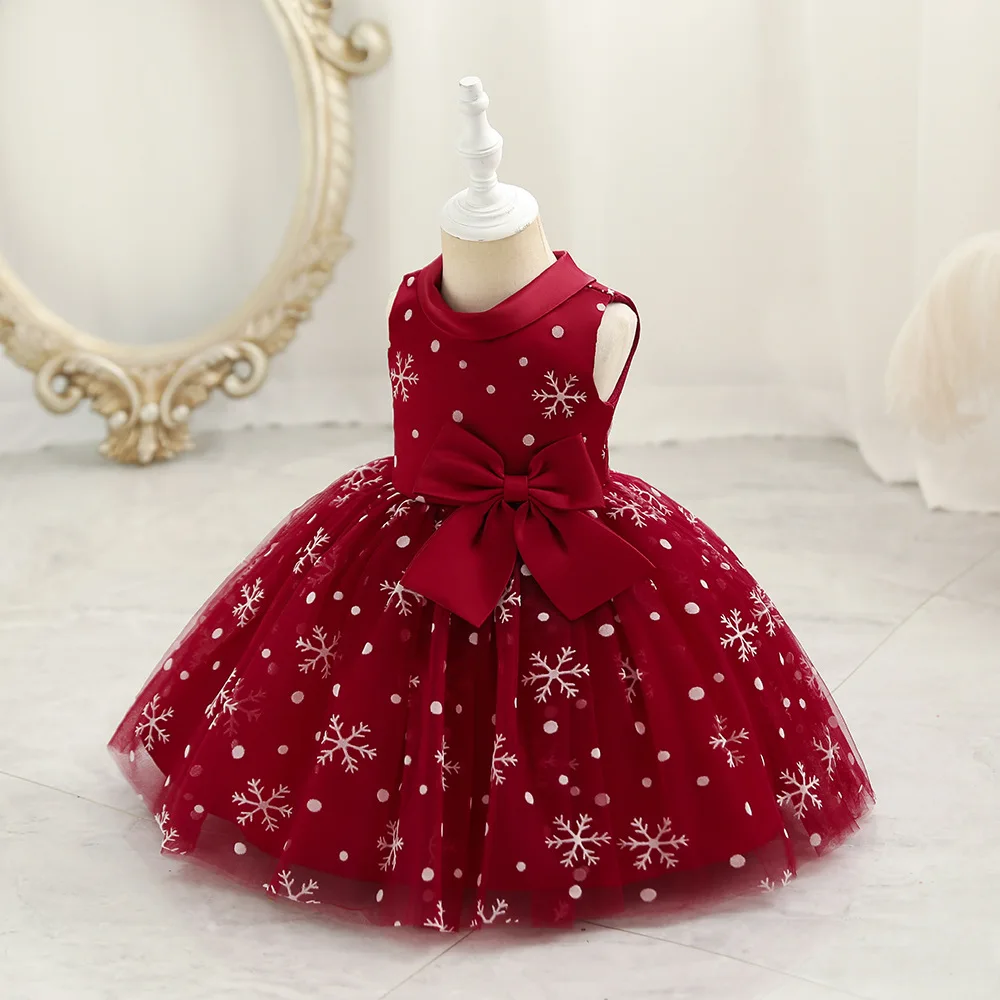 ChristmasKidGirlDressSnowflakePartyDressforBaby1YearBirthday