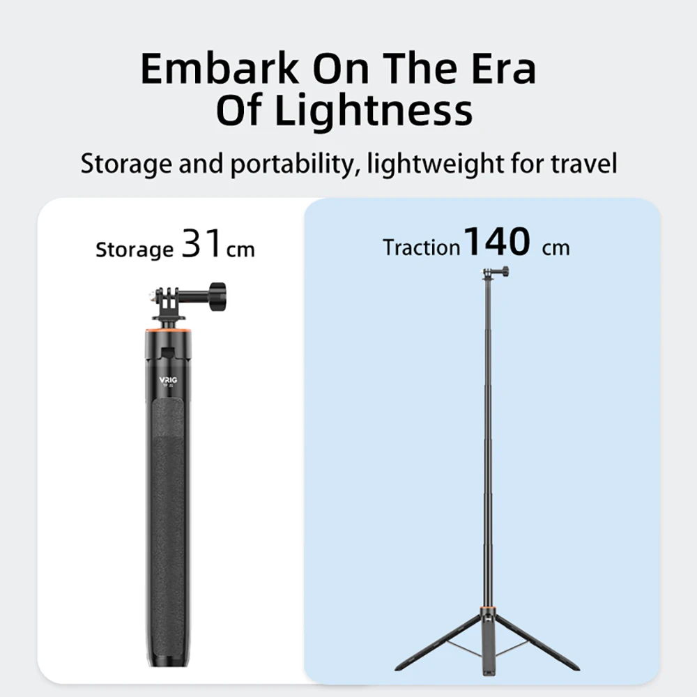 Description Picture 3 of item1.38M Selfie Stick Tripod for DJI Action 4/Pocket 3/Gopro/Instar 360/DSlR Camera Phone Photography Adjustable Extension Holder