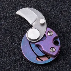 Couteau pliant en alliage de titane, Mini pièce de monnaie en acier inoxydable couteaux de poche boîte ouverte, Camping de plein air porte clés pendentif 