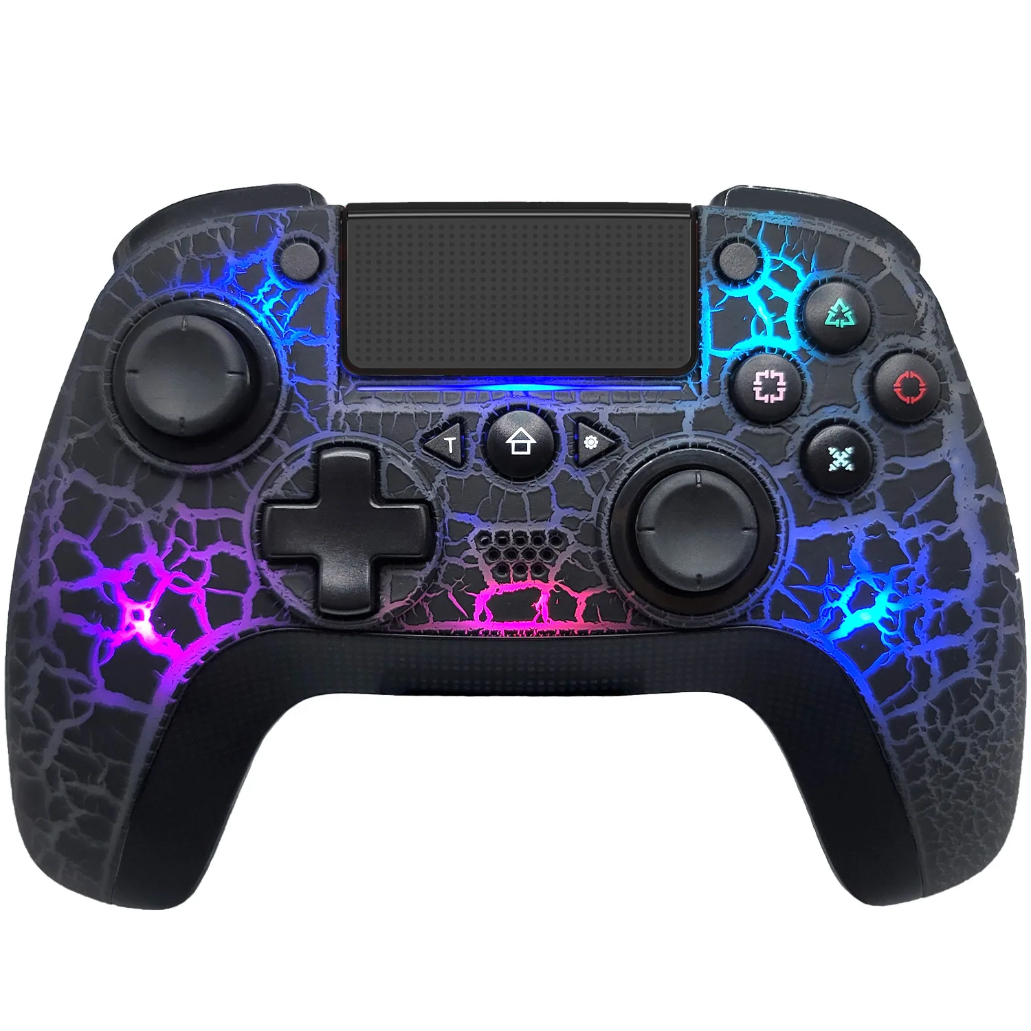 Hot Q600 Controller Wireless Per Ps4, Gamepad Remoto Wireless Con Design Unico Incrinato/8 Colori Led Regolabili/Programmabili