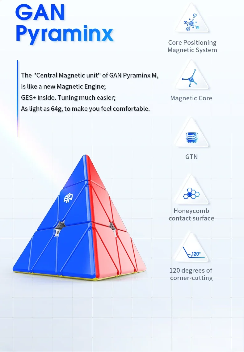 Pyramid Puzzle Stickerless Triangle Cube GAN Pyraminx Magnetic Enhanced UV Coated with Extra GES speed cube,magic cube puzzle,puzzle cube,magic puzzle toy,puzzle toys