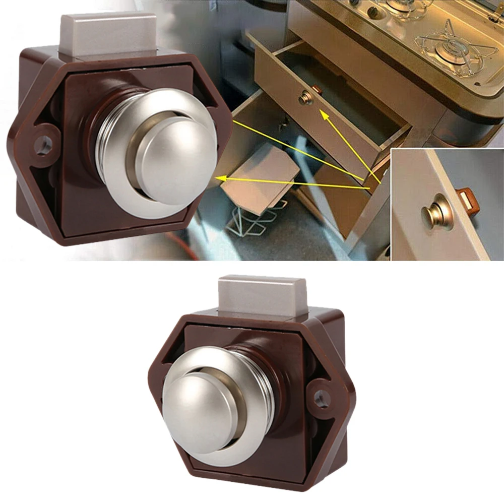 Push Button Latch Lock 5/10/20pcs Camper Car Cabinet lock Door RV Catch Knobs Furniture Push Button Drawer Catch Lock Cupboard