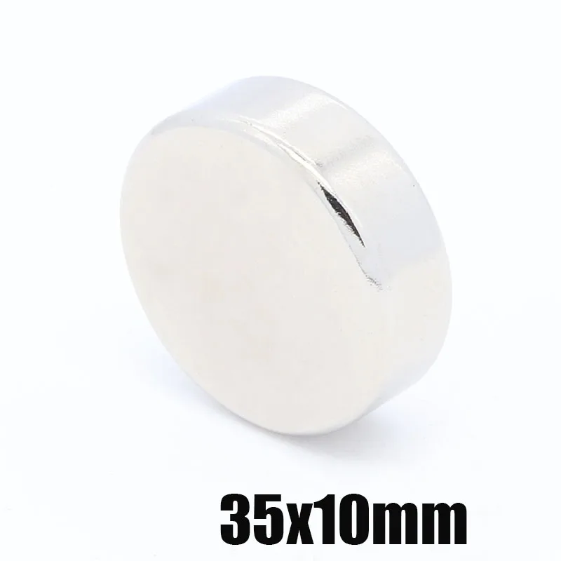 Неодимовый магнит, сильный редкоземельный, Размеры 35 х10 мм, постоянный круглый, Размеры 35 х10 мм, NdFeB, 5 шт.