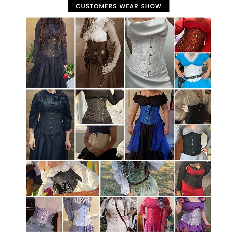 Waist Corset Underbust Corset Plus Size Gothic Corset Cincher Medieval Corsets for Women Jacquard Vintage