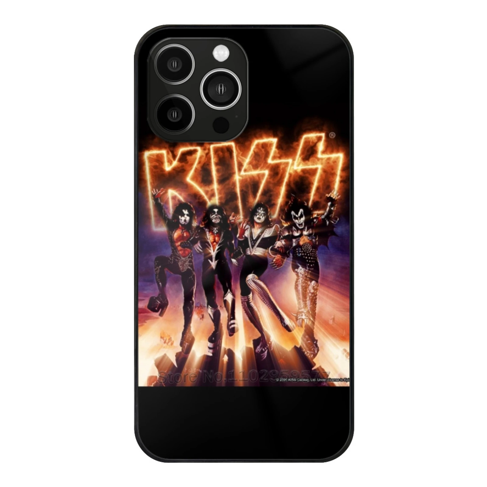 

Kiss The Band-Destroyer Fire Logo Tempered Glass Case For Iphone 11 12 13 14 15 Pro Max Mini 7 8 X Xr Xs Plus Phone Cover Kiss