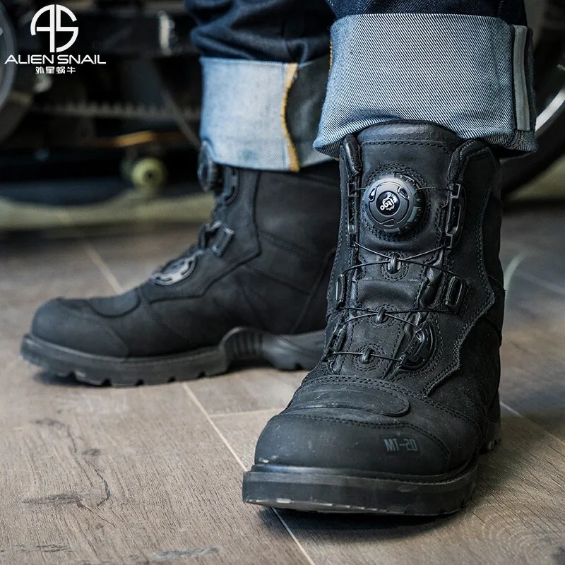 Retro Cruise Motorcycle Boots motorcycle shoes motorcycle boots For Men Travel Leisure Knob Adjust Waterproof Off-Road rally Protective