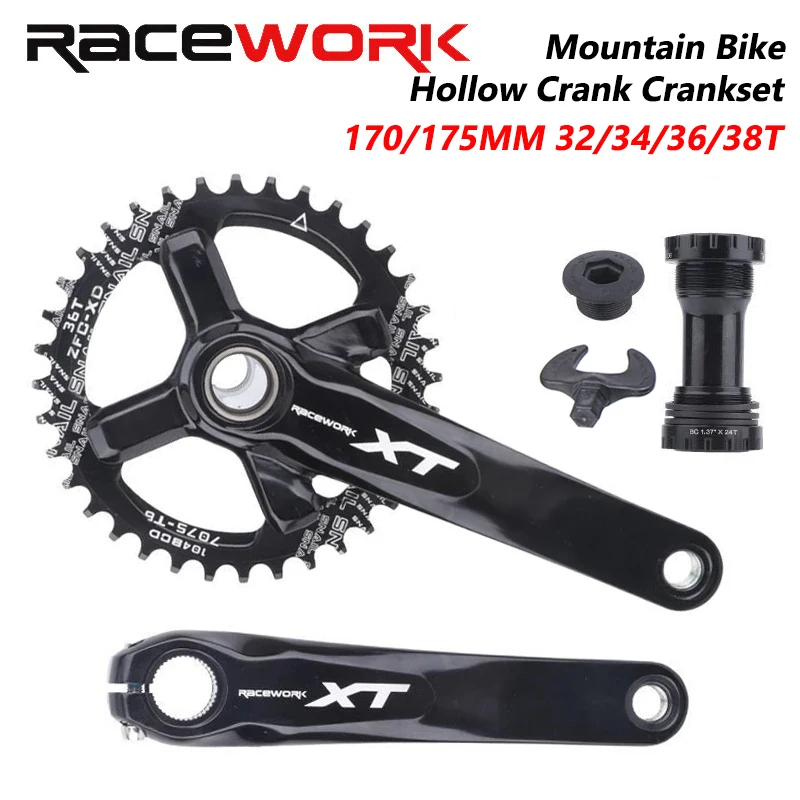 AuroraXQ Mountainbike Crankstel 152/165/170mm Aluminiumlegering 32T/34T/36T/ 38T, 104BCD Compatibel Met Singlespeed Fietsen en 7/8/9/10/11 Versnellingen MTB-fietsen(Gold-165mm,38T