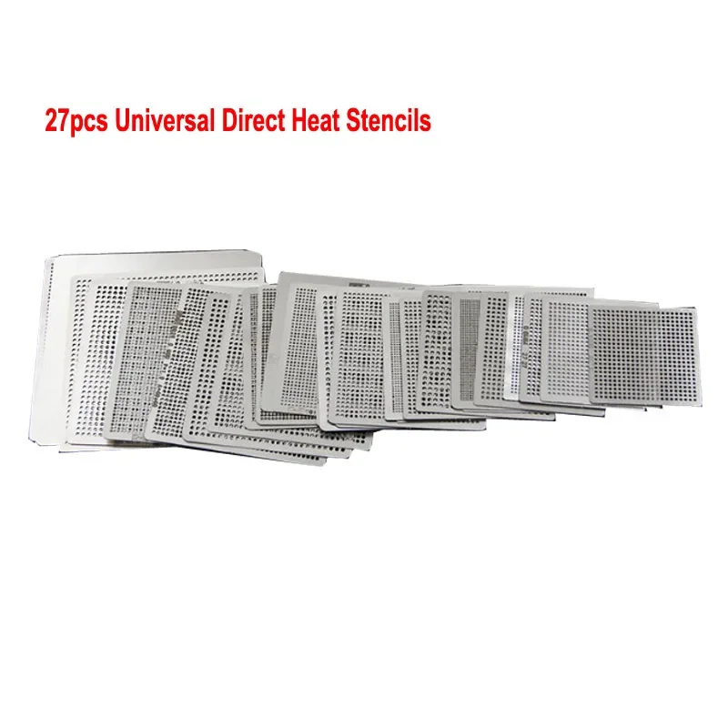 27pcs 범용 직접 가열 BGA 스텐실 홀더 템플릿 홀더 가열 고정 장치 SMT SMD 칩 Reballing 용 Reball Jig