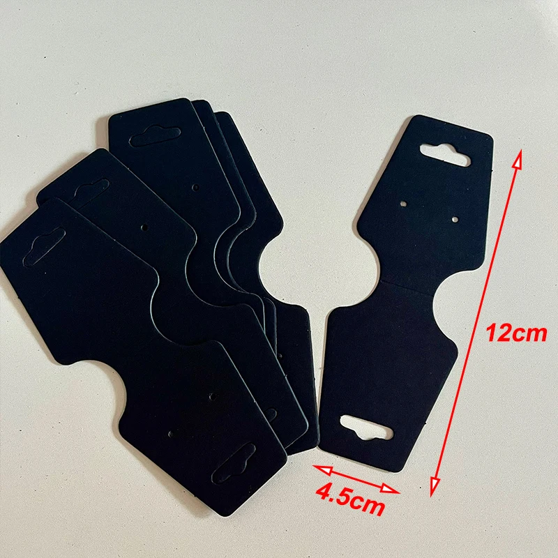 100PCS Foldable Jewelry Display Cards 12×4.5cm NO Logo Blank Black Pink Paper Tags DIY Earring Necklace Packaging Label Retail