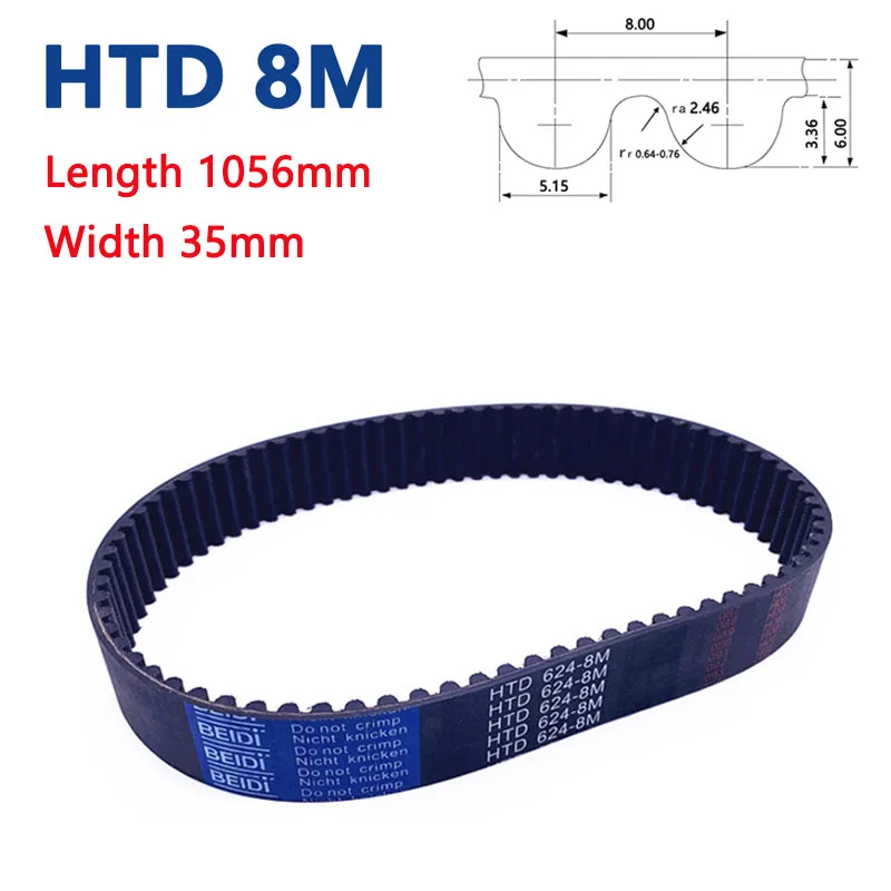 

1pc HTD8M Timing Belt Width 35mm C=1056mm 8M Rubber Closed Loop Drive Synchronous Belt