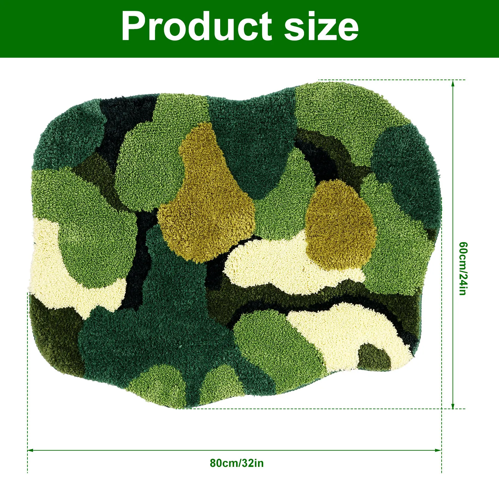 Embossed Moss Rug - Polyester - Waterproof and Non-slip Backing