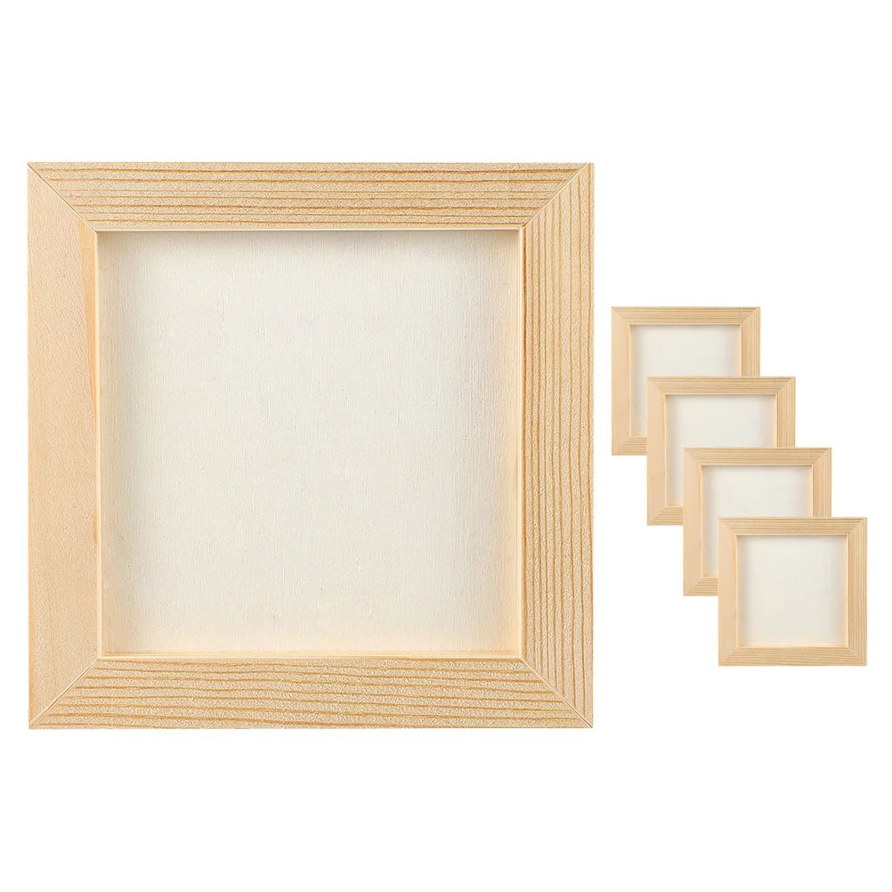 

5 pcs Craft Picture Frame DIY Wooden Picture Frame Blank Wood Photo Frames for Children