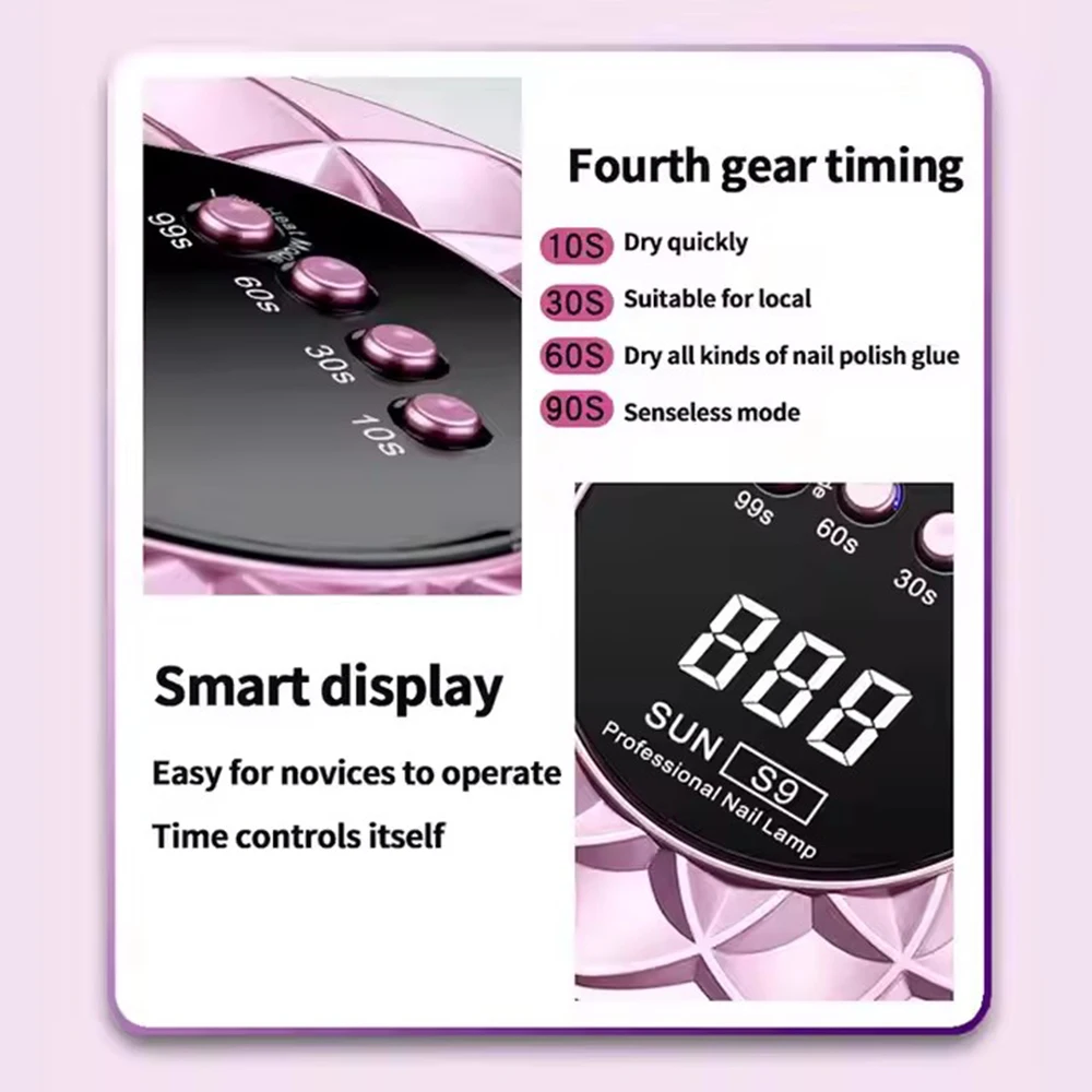 SUN S9 MAX Nail Dryer Machine 268W UV LED Lamp for Nails 57 Bead Gel Polish Curing Manicure Lamp With Auto Smart Sensor Nail Art