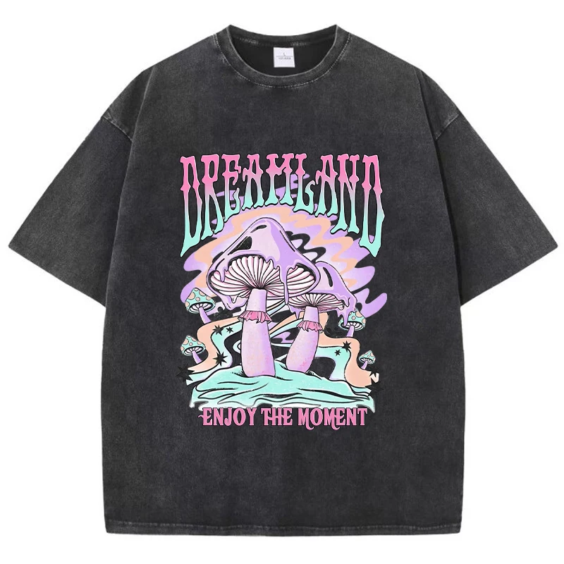 Dreamland Enjoy The Moment Graphic Men T Shirt Fashion Casual Tshirt Street Comfortable Tees Clothing Cool Big Size T-Shirts