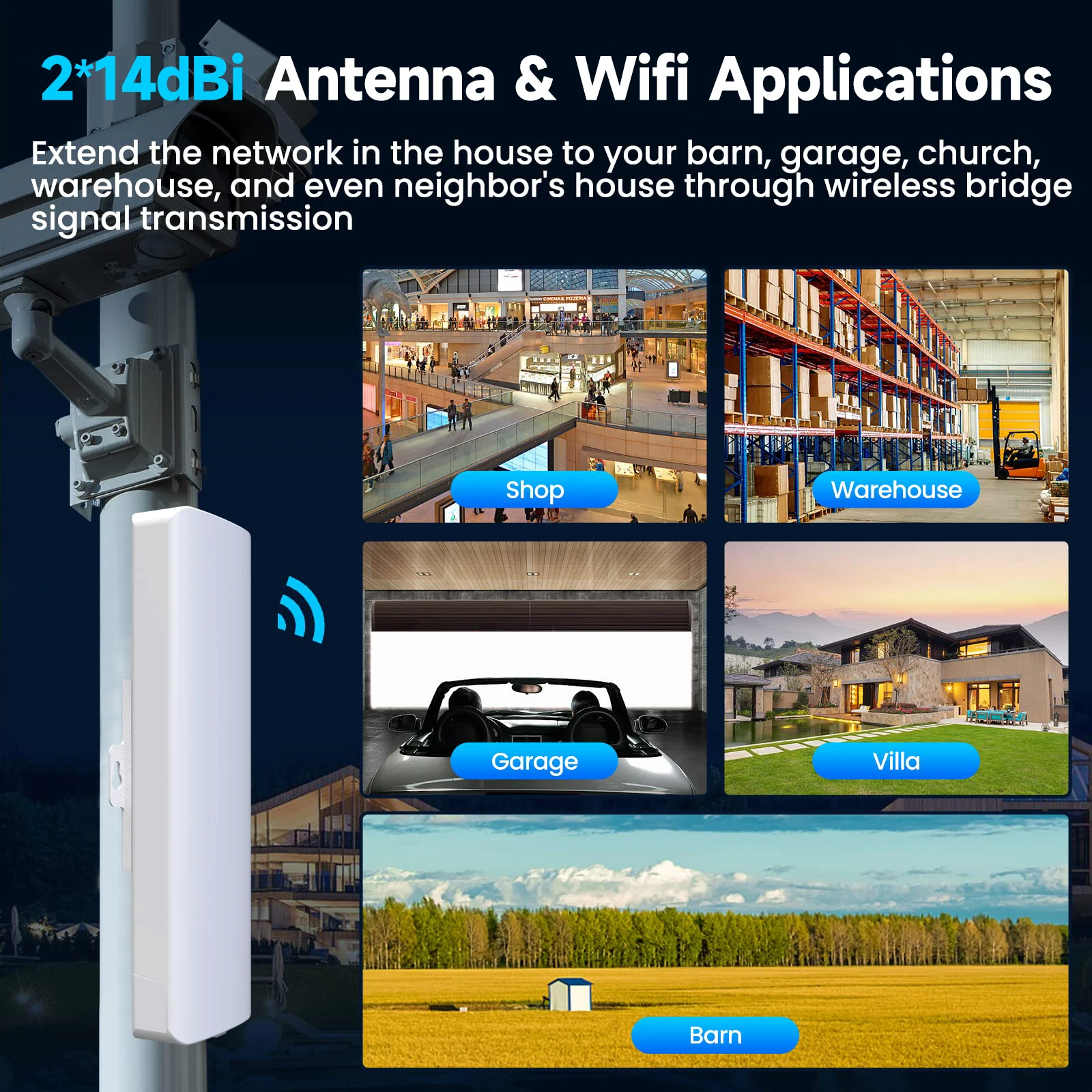 3-5KM Long Range Outdoor CPE 300Mbps 500mW Wireless Bridge