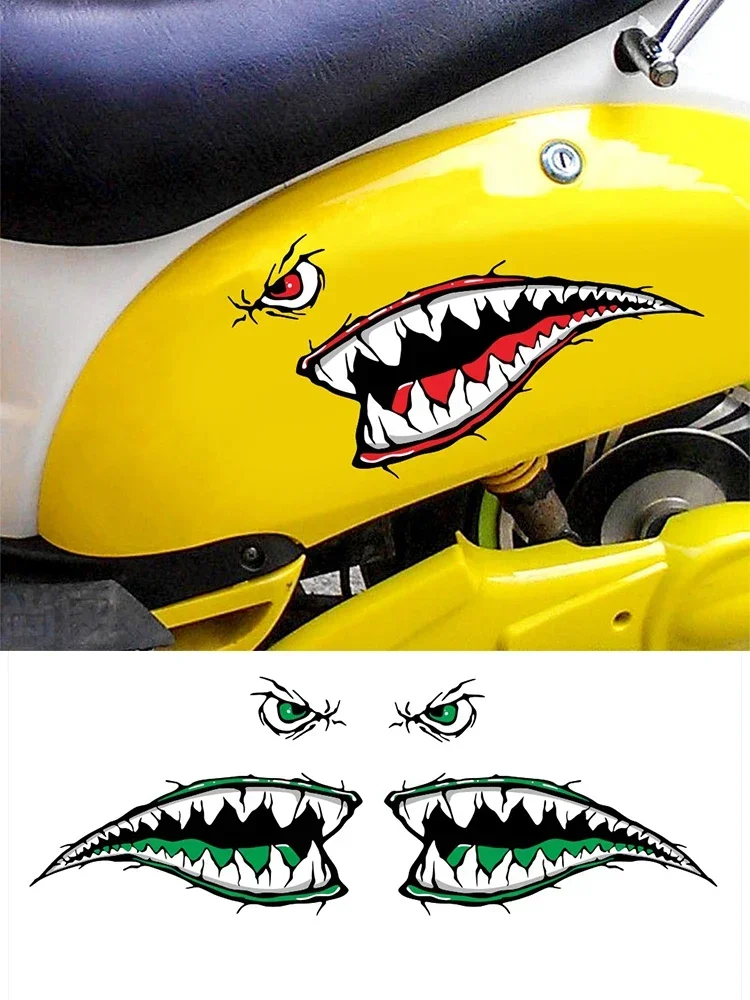 

Cartoon Shark Mouth Feeth Decals Waterproof Car Stickers Rowing Skin Row Creative Graffiti Motorcycle Fun Decoration36cm*16cm