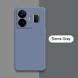 Enhanced Liquid Square Phone Case - Soft Silicone 360° Shockproof Lens Protective Cover for Realme GT Neo 5 240W (Sierra Gray)