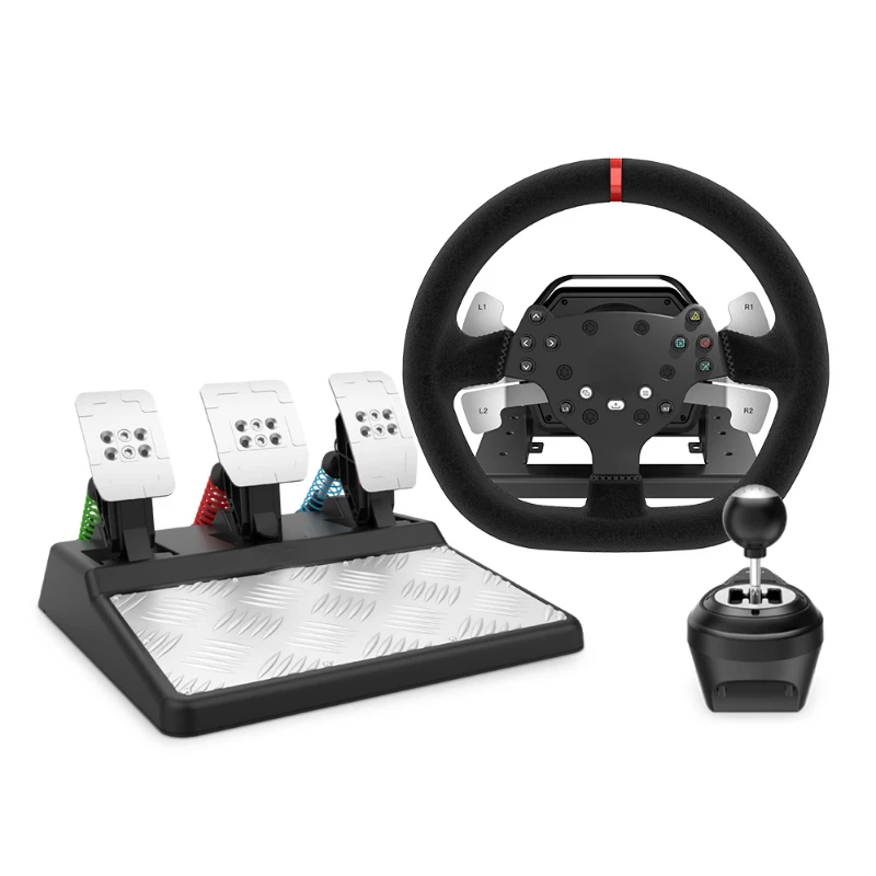 V10 wired usb gaming racing wheel, driving steering wheel simulator game  with clutch for xbox one console, ps4, pc