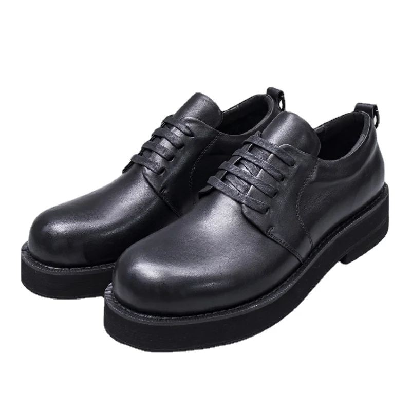 

British Leather Shoes Men Comfortable Breathable Business Casual Shoes Men's Dress Shoes Thick Soles Fashiona Trendy Derby Shoes