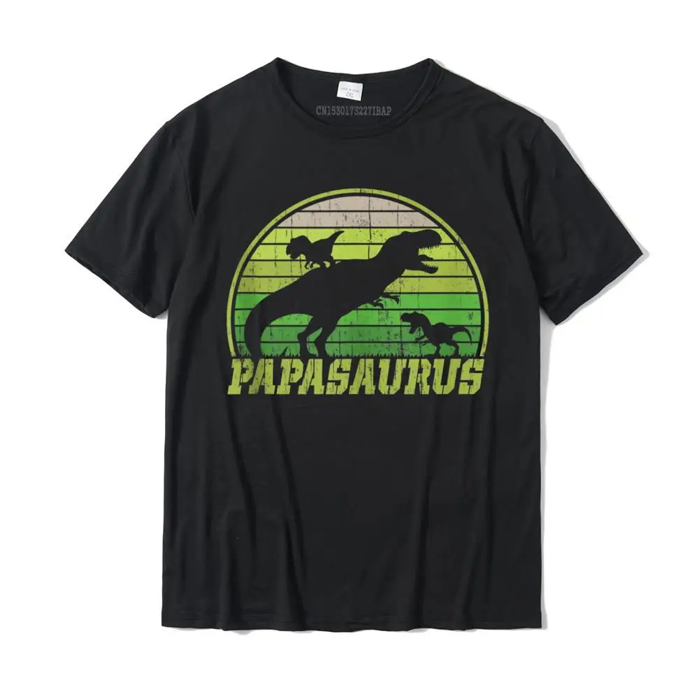 

Papasaurus 2 Vintage Retro Sunset Funny For Dad Camisas Comfortable Tops Shirts For Men Cotton Top T-Shirts Casual Prevailing